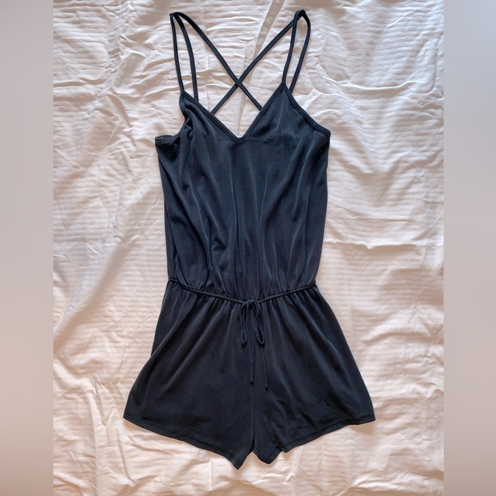 Women’s Size Small Black Black Spaghetti Strap Summer Romper